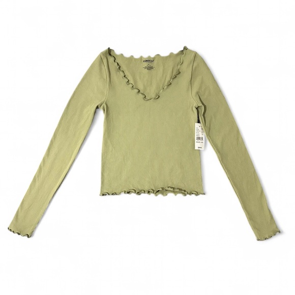 PacSun Seemless Contour Green Long Sleeve Size XXS Thermal Layer Boho Snug - Picture 2 of 3